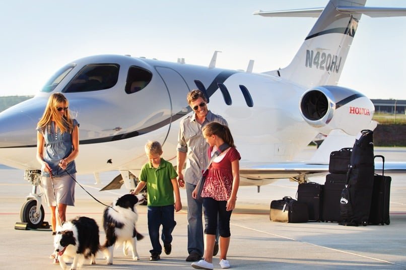Vol en jet privé en famille
