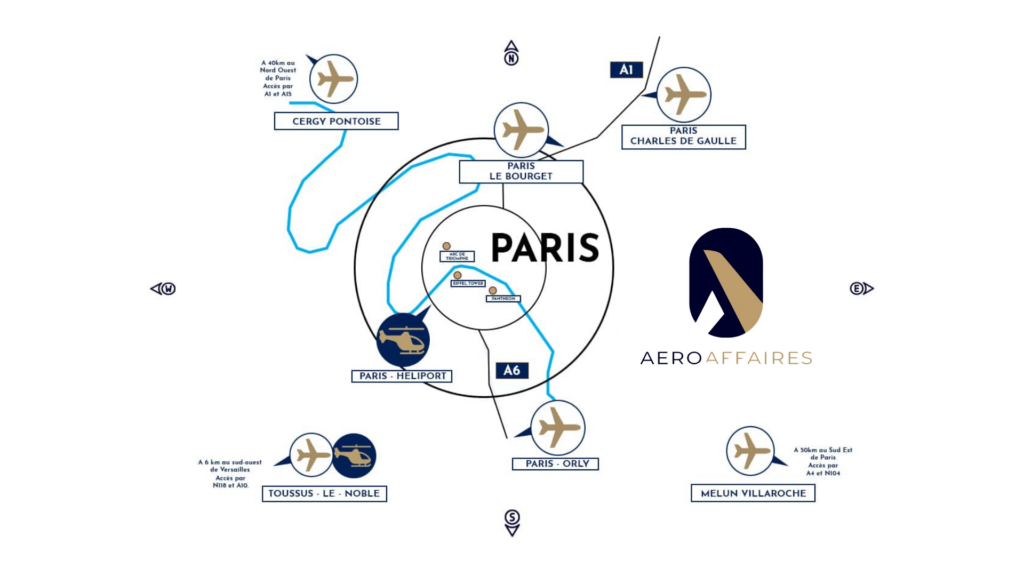 Plan représentant tous les aéroports de Paris Plan représentant tous les aéroports de Paris
